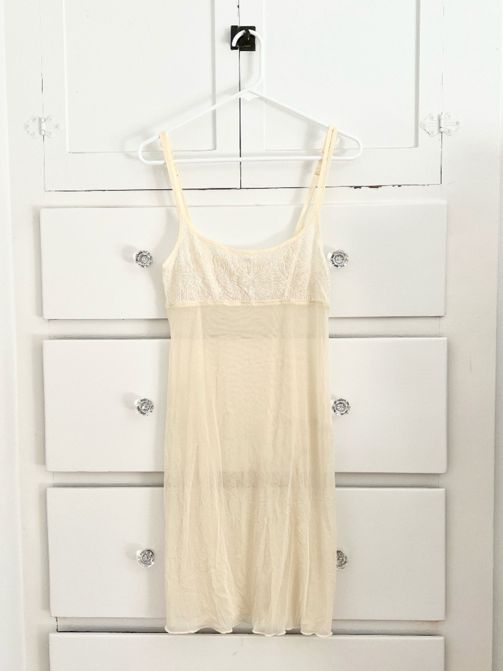 Banana Republic Sheer Lace Mesh Slip Dress Ivory Size S Made in Italy